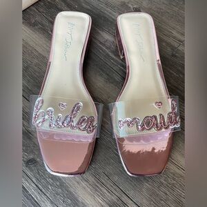 Betsey Johnson Blue by Betsey Johnson Mint Bridesmaid Glitter Slides Size 9.5